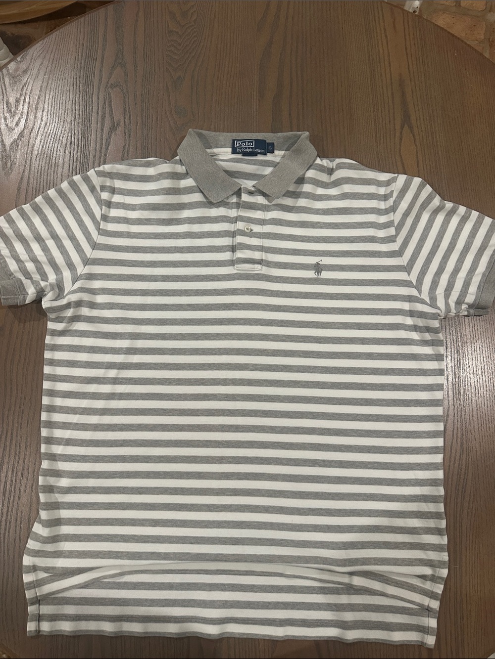 Polo by Ralph Lauren Gray and White Striped Polo Shirt